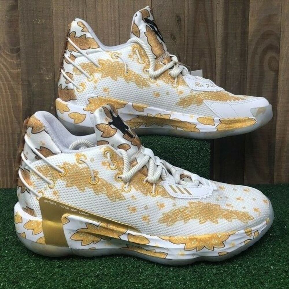 NEW Adidas FX6616 Dame 7 x Ric Flair White Gold NATURE BOY WWE Men's SZ 7